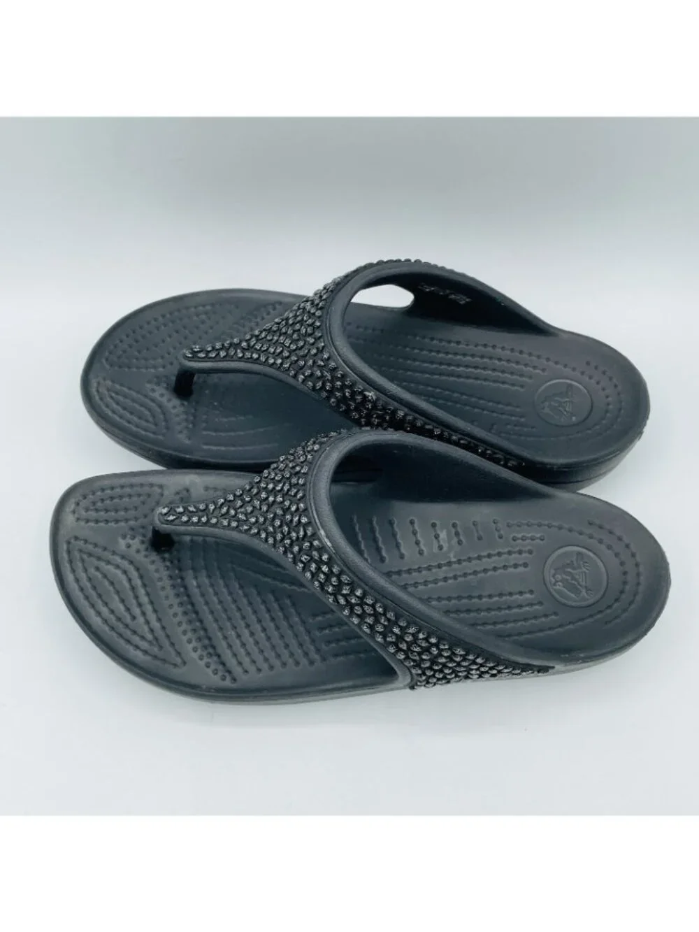 Crocs Shoes Womens Size 7 Black Slip On Thong Sandals Comfort Lightweight - Picture 6 of 11